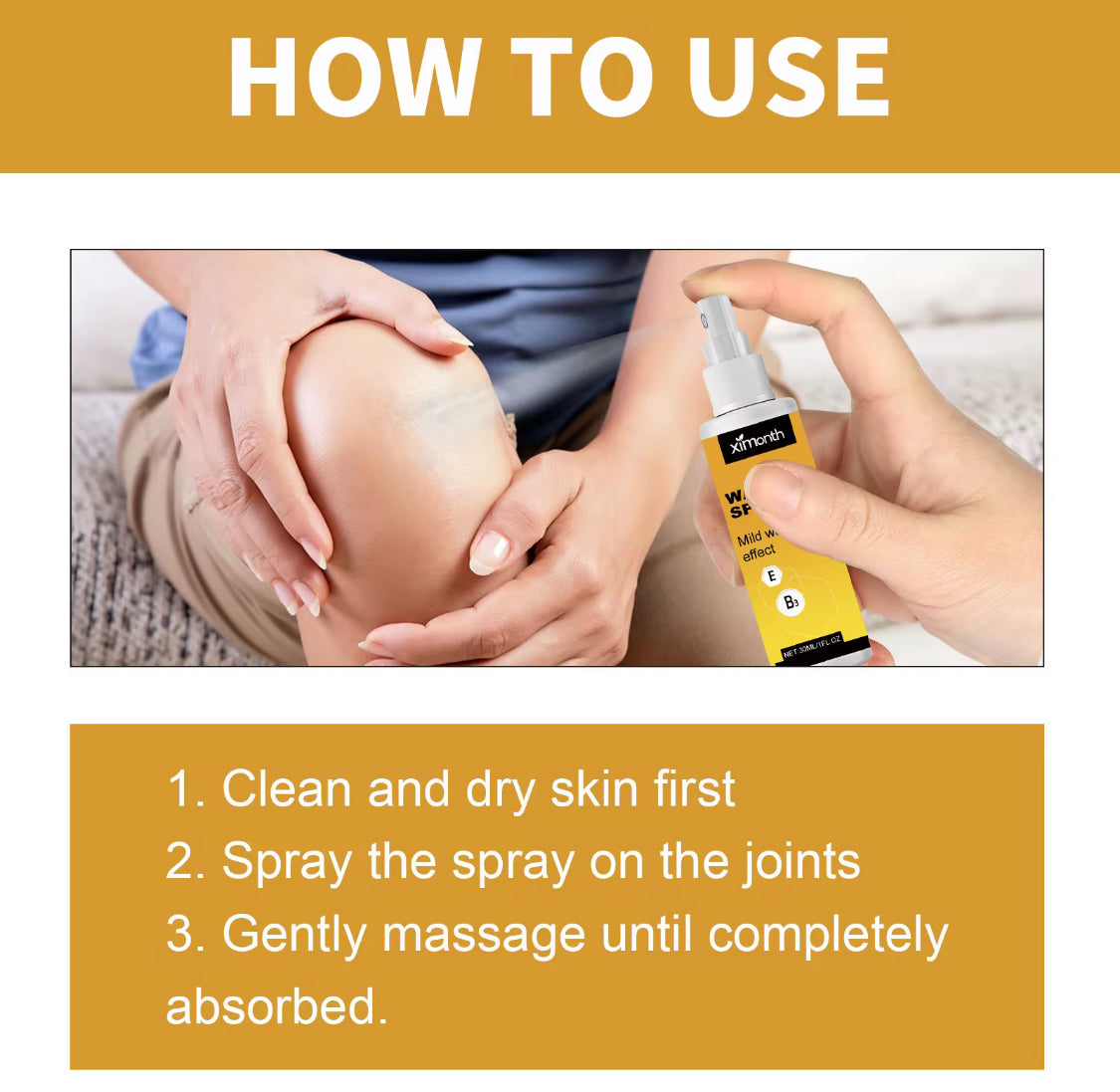 Spray Chauffant Ximonth – Soulagement Naturel des Douleurs Osseuses et Articulaires